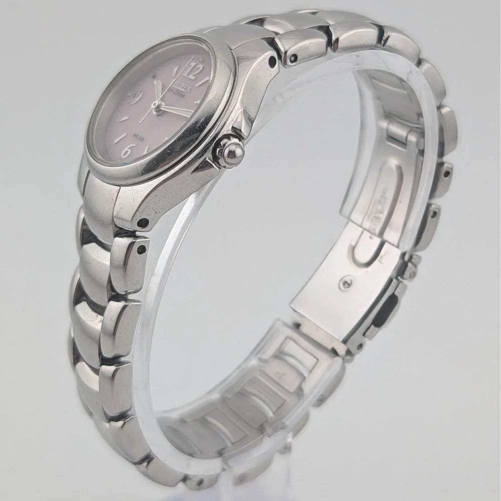 Citizen Eco-Drive Chandler Silhouette Watch S039941 Date Pink Sunburst Xtra Link